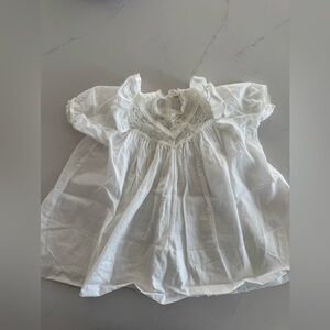 Papillon Blanc Baby White Dress with Lace Trim